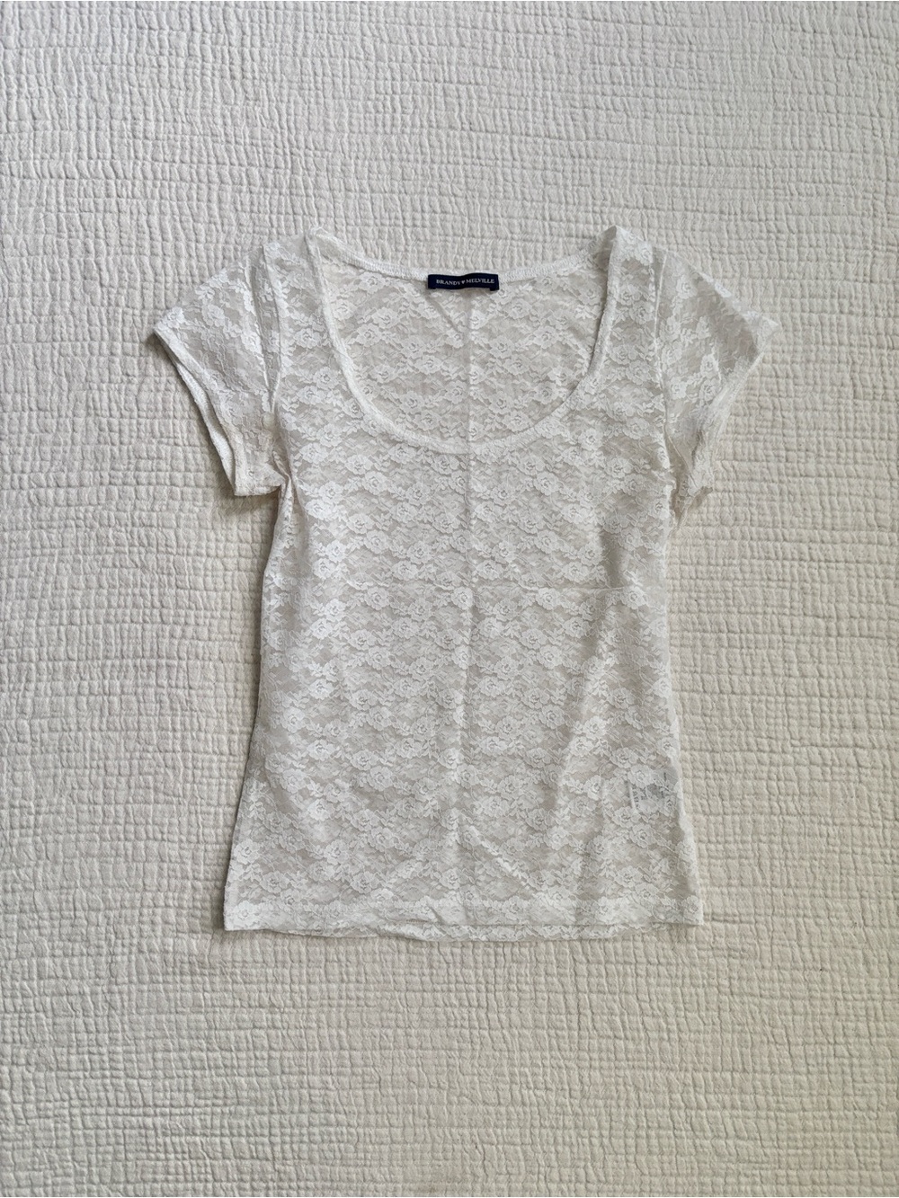 brandy melville white lace tee ˖𓍢ִ໋❀ - Picture 4 of 7
